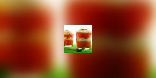 Verrines de tomates, rhubarbe, yaourt